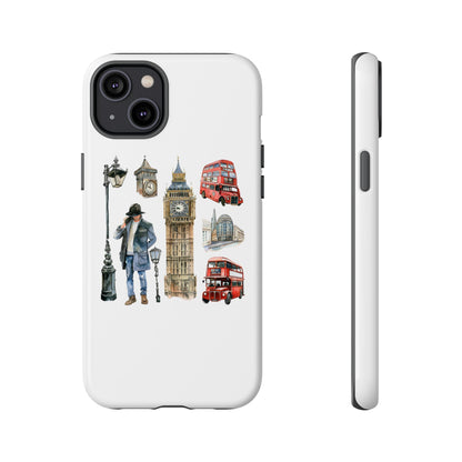 London Iconic Design Phone Case, Tough Cases, Gift for Travelers, London Souvenir, London Icons, Red Bus Phone Case