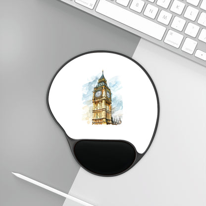 Elegant Big Ben Mouse Pad with Wrist Rest, Office Decor, Computer Accessory, Gift for Home Office, Work from Home Essentials