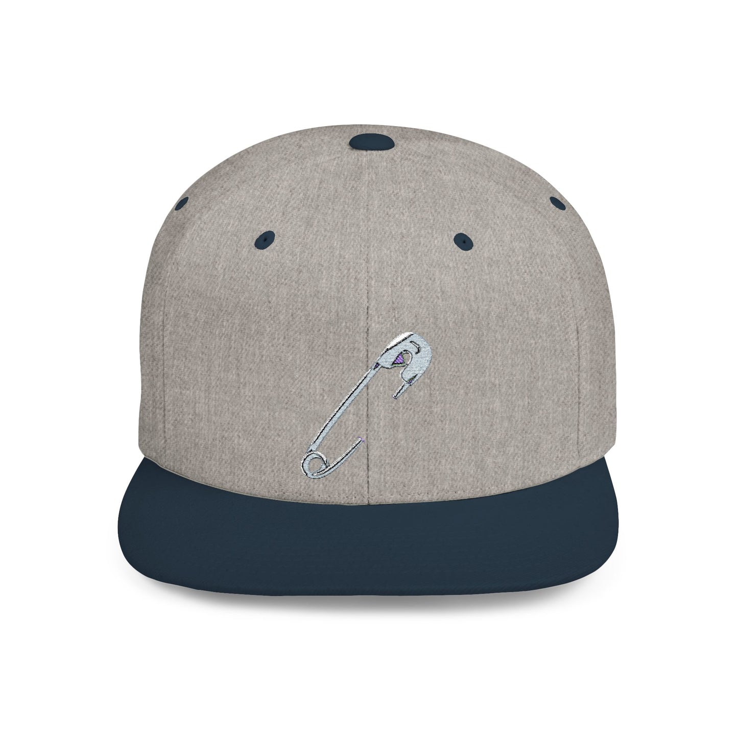 Silver Safety Pin Art Flat Bill Snapback