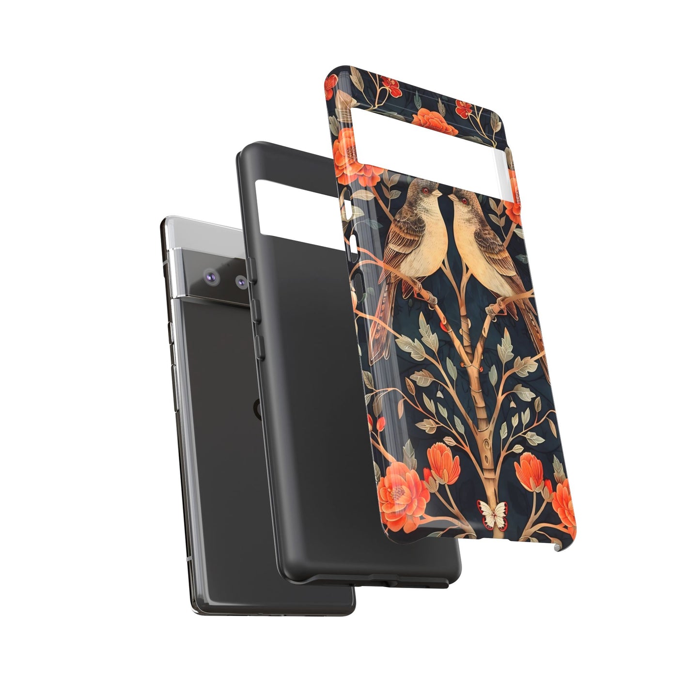 Floral Phone Case – Tough Cases with Bird Design, Unique Gift for Nature Lovers, Stylish Tech Accessory, Phone Cover, Artistic Case