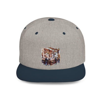 British Pub Stylish Flat Bill Snapback Hat, Trendy Cap for Casual Looks, Perfect for Summer Vibes, Outdoor Events, Gift for Friends, Unisex Fashion