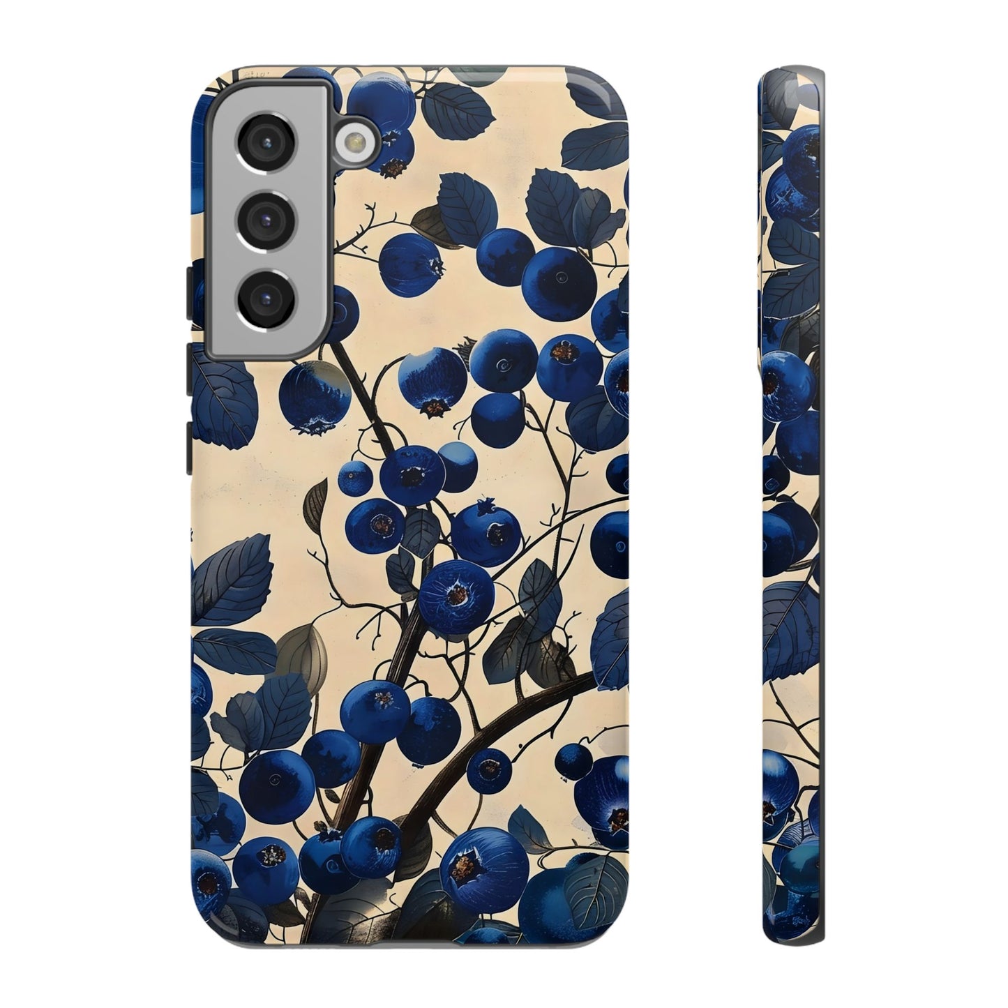 Blue Berry Tough Phone Case, Floral Phone Cover, Stylish Protective Case, Unique Gift for Her, Phone Accessories