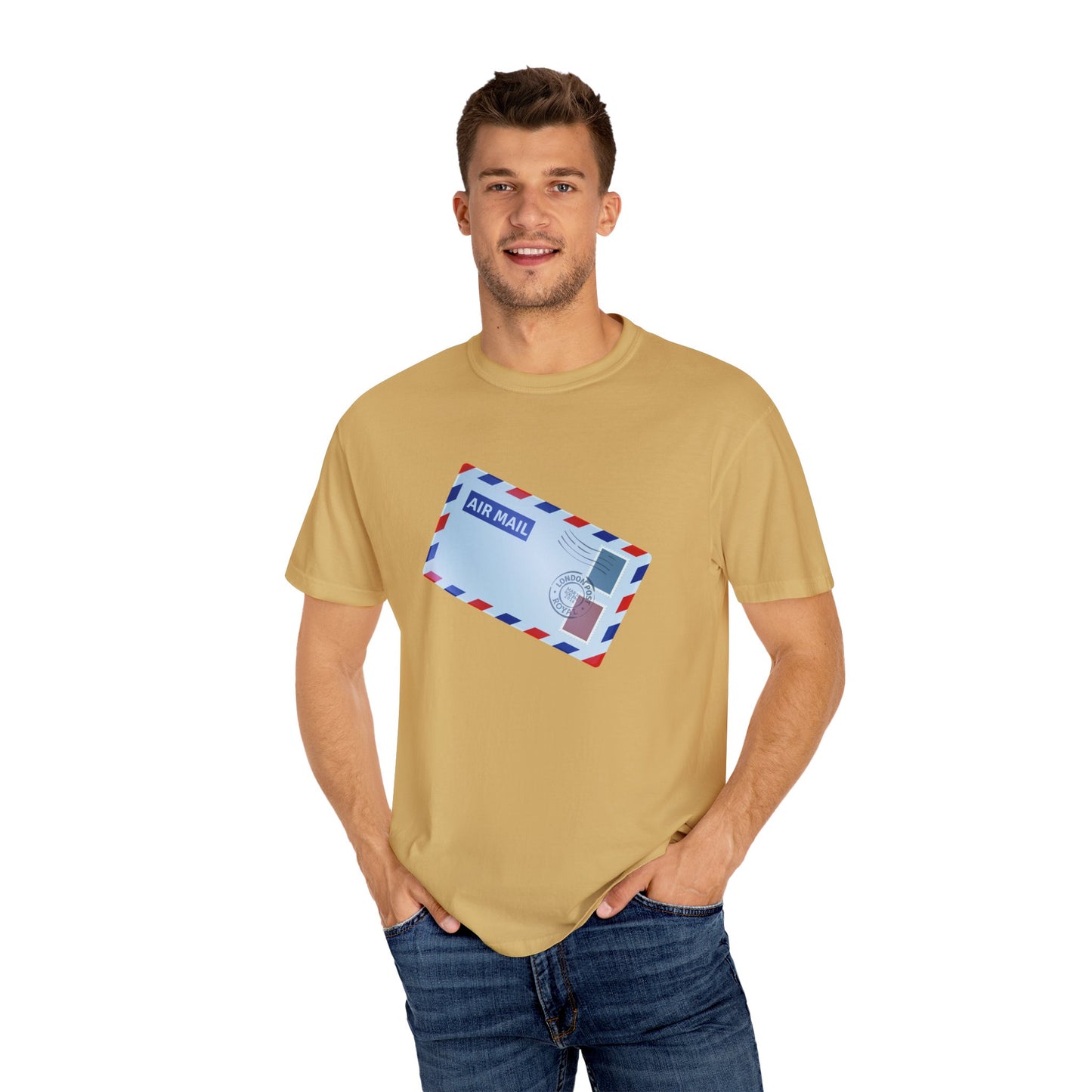 Unisex Garment-Dyed T-shirt - Vintage British Air Mail - Classic Postal Designed