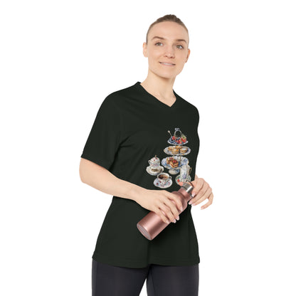 Women's V-Neck Performance T-Shirt - Gourmet Food Art Print for Kitchen Decor