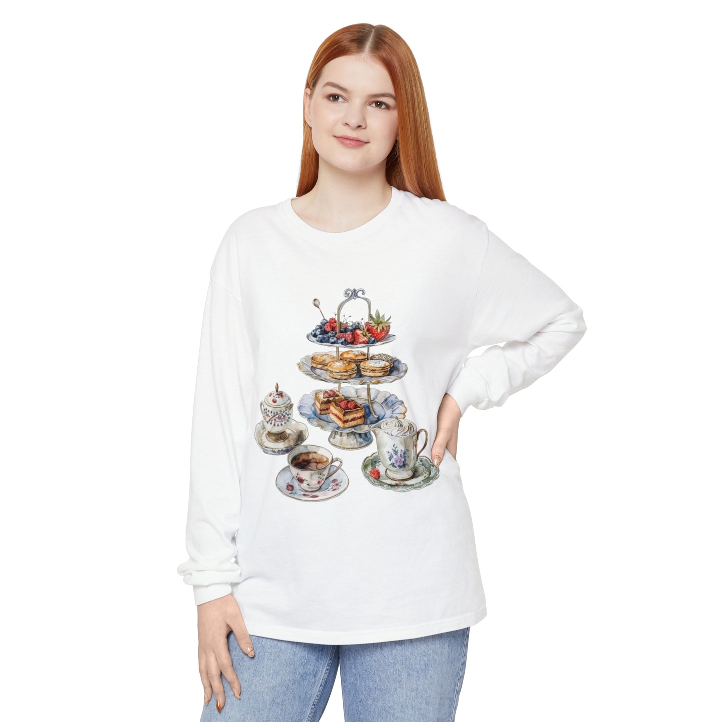 Unisex Garment-dyed Long Sleeve T-Shirt - Heritage on a Plate - Exploring British Cuisine
