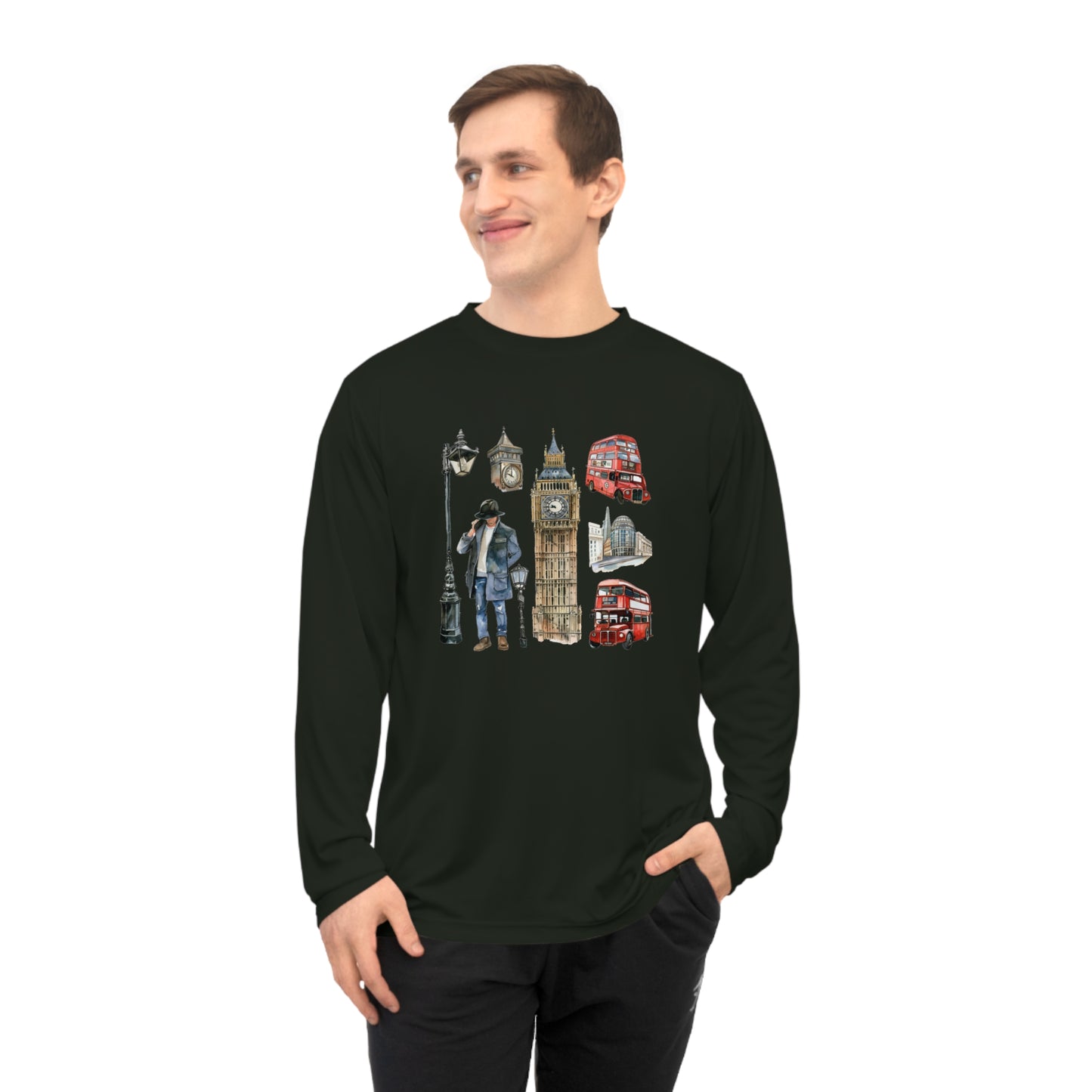 Unisex Performance Long Sleeve Shirt - British Nostalgia - Iconic Symbols of London
