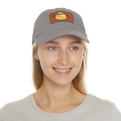 Whimsical Teapot Dad Hat, Leather Patch Cap, Gift for Tea Lovers, Casual Everyday Hat, Father's Day Gift, Unique Accessories