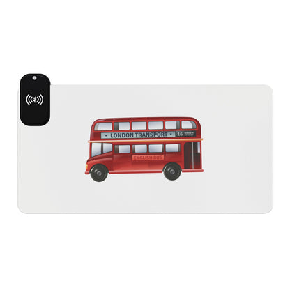 Classic Red Bus Side View - LED Gaming Mouse Pad with Wireless Charging - Perfect for Gamers, Desk Setup, Gift for Tech Enthusiasts, Gaming Accessories, Home [...]