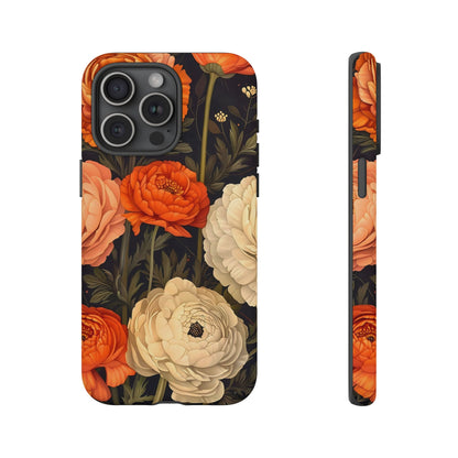 Floral Phone Case with Tough Protection, Blooming Ranunculus Design, Durable Cover, Gift for Flower Lovers, Eco-Friendly Phone Accessory