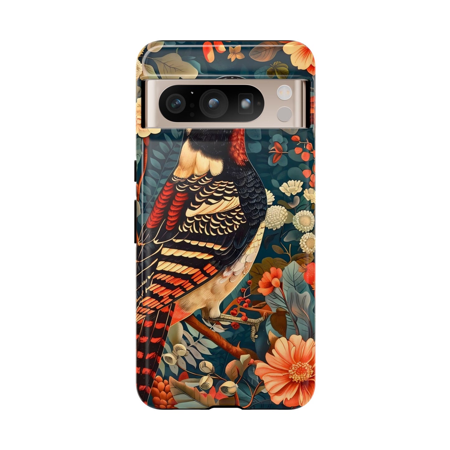Nature-Inspired Phone Case with Floral Art, Tough Phone Cover, Protective Case, Gift for Nature Lovers, Unique Phone Accessory