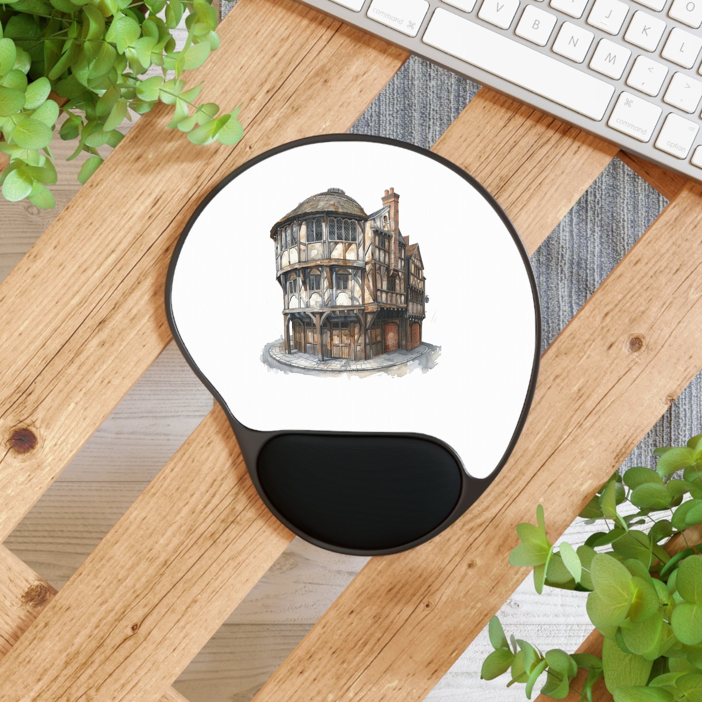 Cute Historic Building Mouse Pad with Wrist Rest, Office Decor, Gamer Gift, Ergonomic Mousepad, Desk Accessory, Home Office Essentials