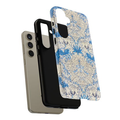 Elegant Floral Phone Case, Tough iPhone Cover, Stylish Mobile Protector, Blue Patterned Case, Unique Gift for Her