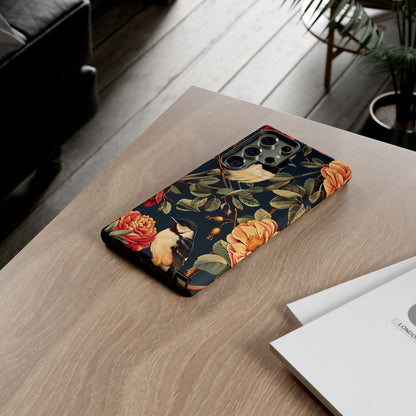Floral Phone Case with Birds, Botanical iPhone Cover, Bird Lover Gift, Nature-Inspired Accessories, Eco-Friendly Mobile Case