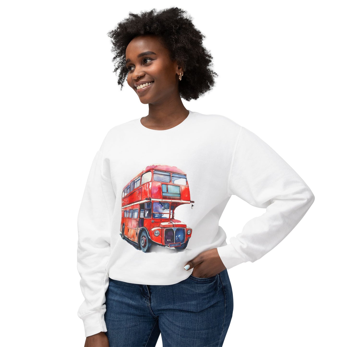 Unisex Lightweight Crewneck Sweatshirt - London Transport English Bus
