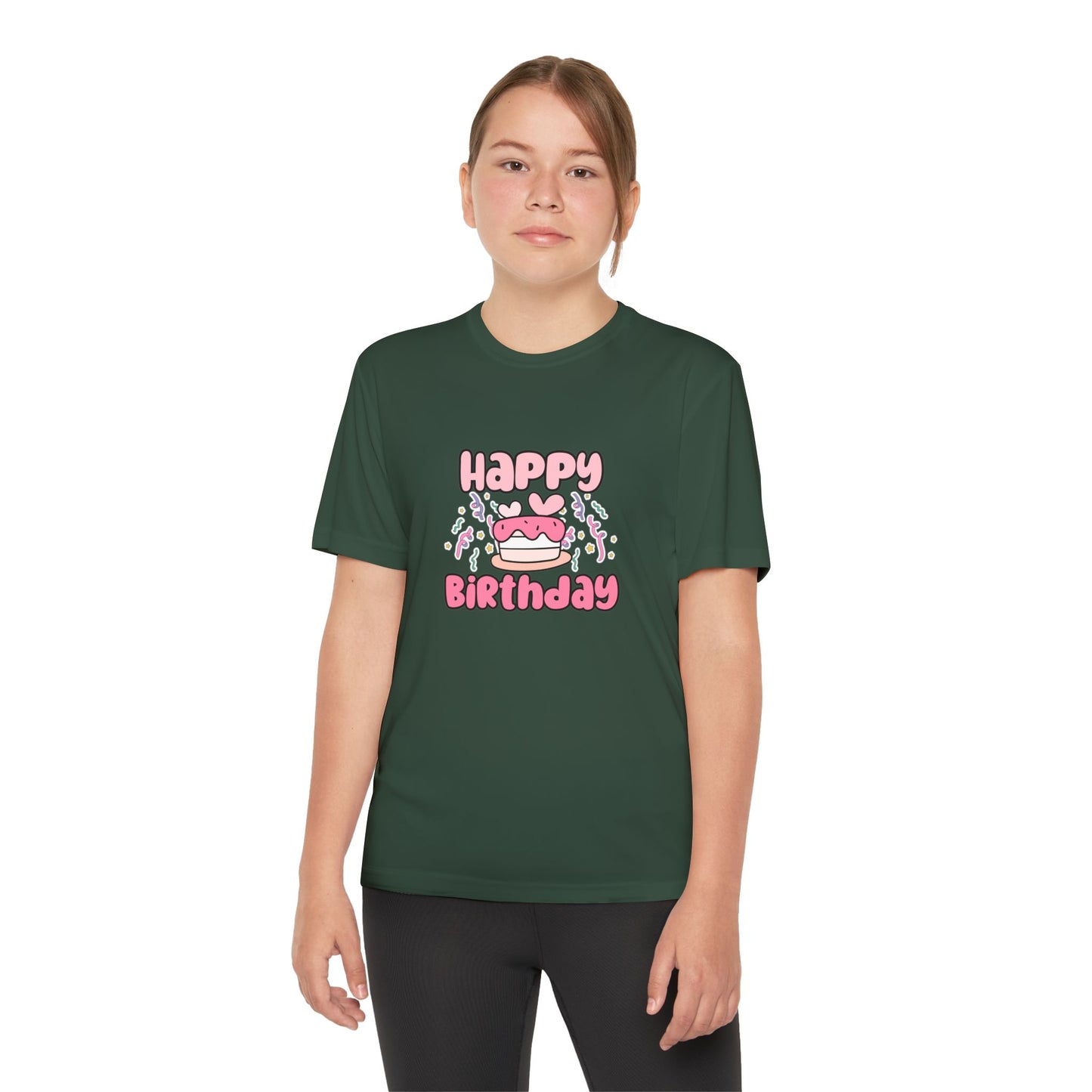 Youth Tee - Birthday Girl Pink Rainbow Animal Print Clipart - Fun Celebration T-Shirt for Kids