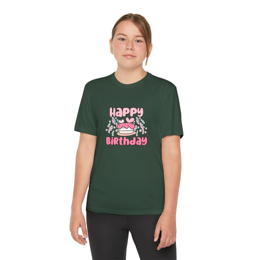 Youth Tee - Birthday Girl Pink Rainbow Animal Print Clipart - Fun Celebration T-Shirt for Kids