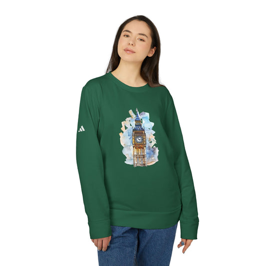 Big Ben Watercolor Fleece Crewneck Sweatshirt - Unisex Green