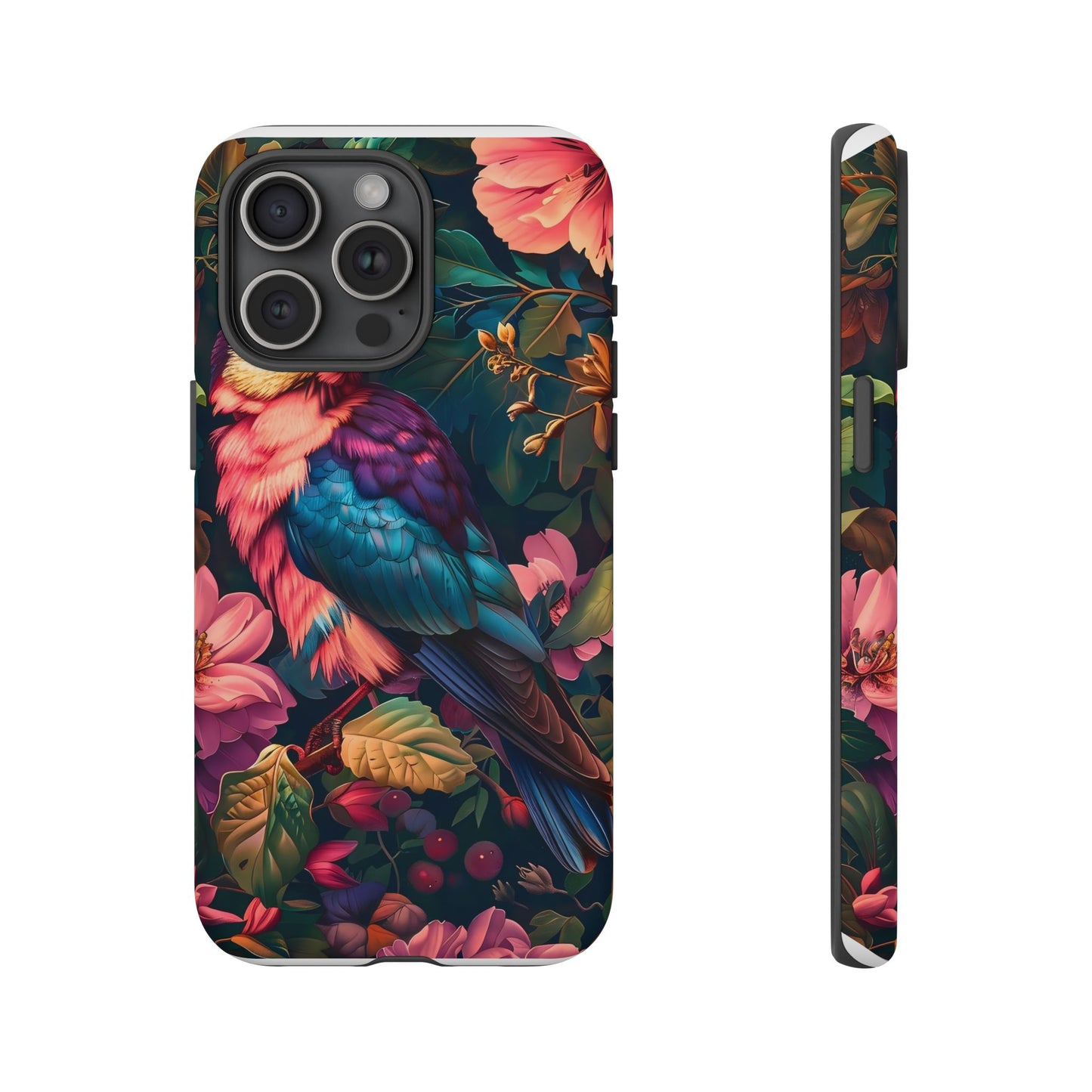 Tough Cases: Vibrant Tropical Bird Phone Case, Floral Smartphone Cover, Nature Lover Gift, Boho Phone Accessory, Cute Bird Case
