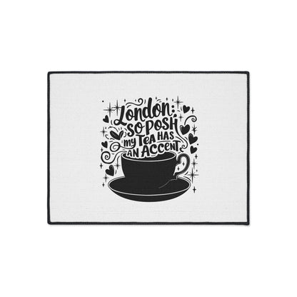 Posh London Tea Floor Mat, Cozy Kitchen Decor, Funny Gift for Tea Lovers, Welcome Mat, Unique Home Accessory