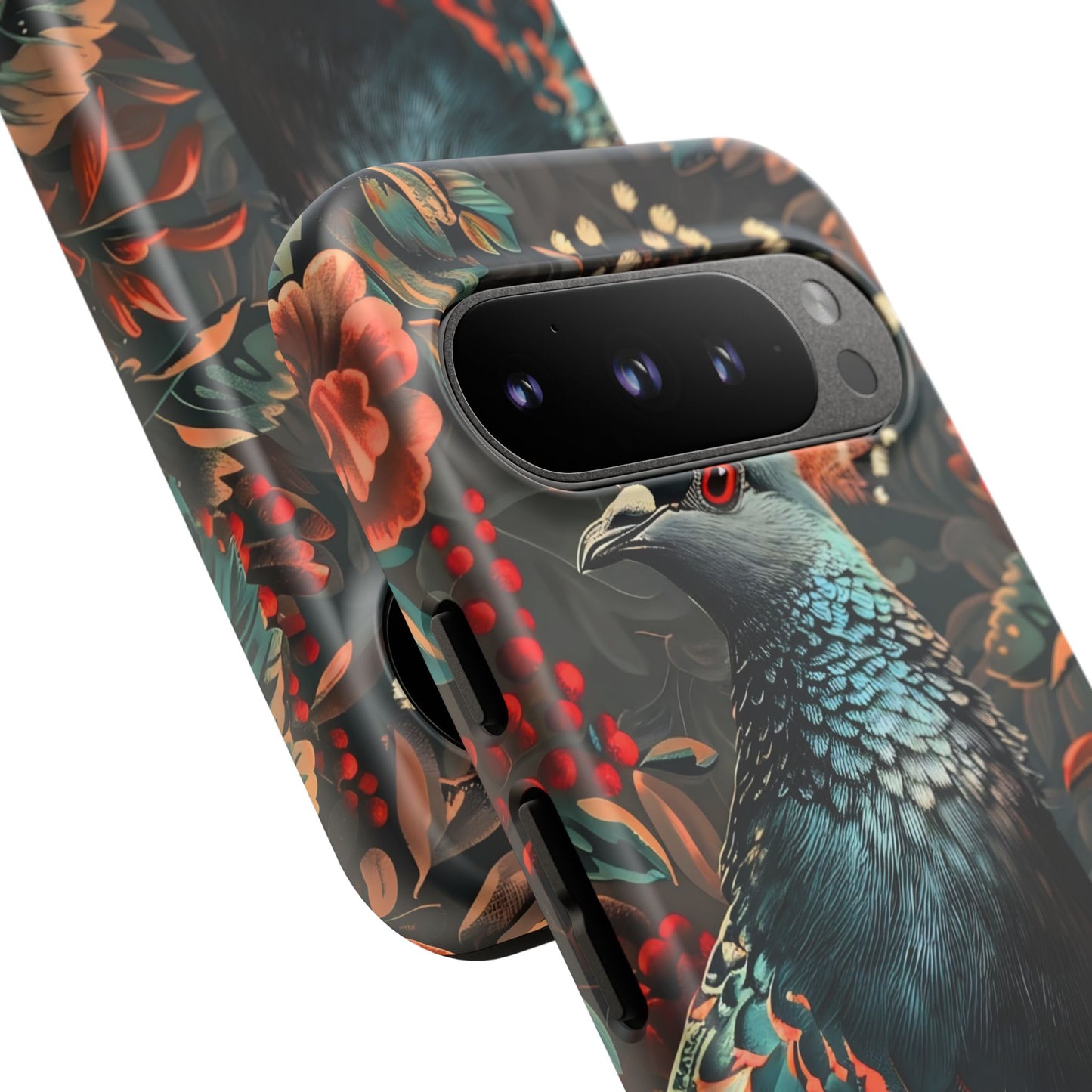 Floral Peacock Phone Case, Tough Cases, Artistic Phone Cover, Unique Gift, Nature Lover Accessory, Protective Case