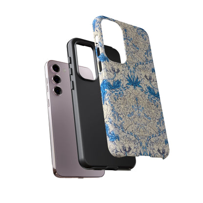 Elegant Floral Phone Case, Tough iPhone Cover, Stylish Mobile Protector, Blue Patterned Case, Unique Gift for Her