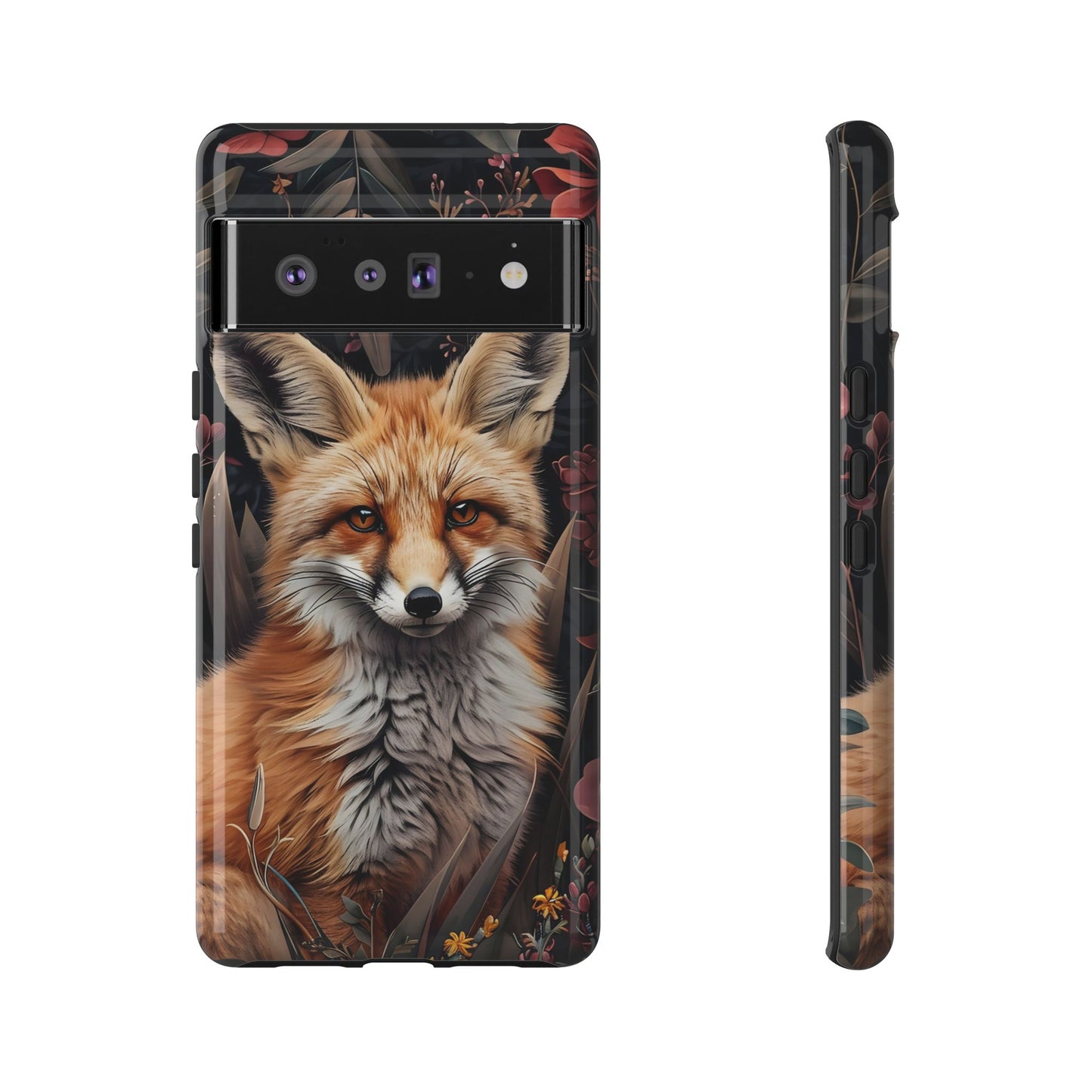 Fox Floral Phone Case, Tough Cases for Animal Lovers, Nature Themed Gift, Cute Phone Cover, Wild Fox Protector