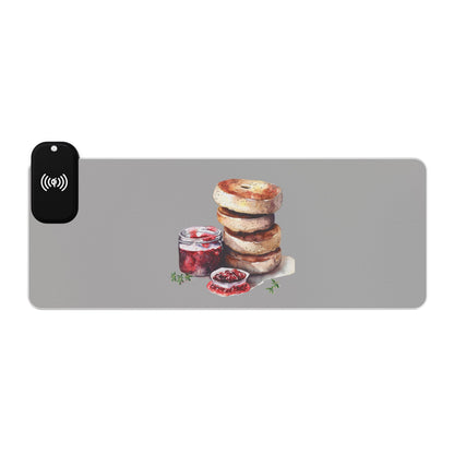Scones & Jam – Classic English Treat - LED Gaming Mouse Pad with Wireless Charging - Stylish Desk Accessory for Gamers and Tech Lovers, Perfect for Birthdays, Holidays, Desk [...]