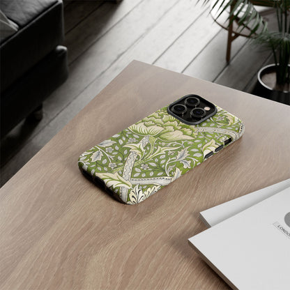 Stylish Phone Case with Floral Design, Durable Protective Cover for iPhone, Unique Gift for Birthdays, Mother's Day, Green Aesthetic