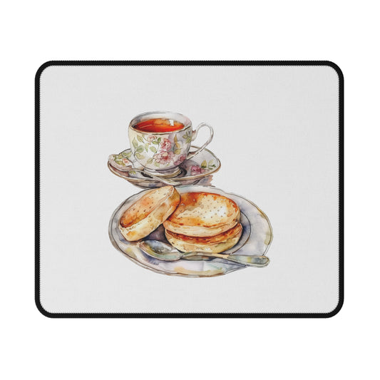 Delicate Tea Time Mouse Pad, Non-Slip Gaming Mouse Pad, Office Desk Accessory, Gift for Gamers and Tea Lovers