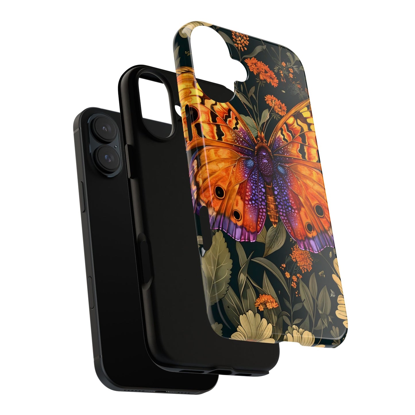 Butterfly Phone Case, Tough Cases for Nature Lovers, Vibrant Floral Design, Gift for Her, Cute Phone Accessories, Butterfly Artwork