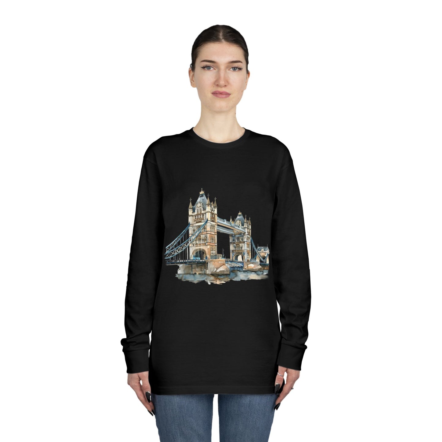 Long Sleeve Crewneck Tee - London's Iconic Bridge