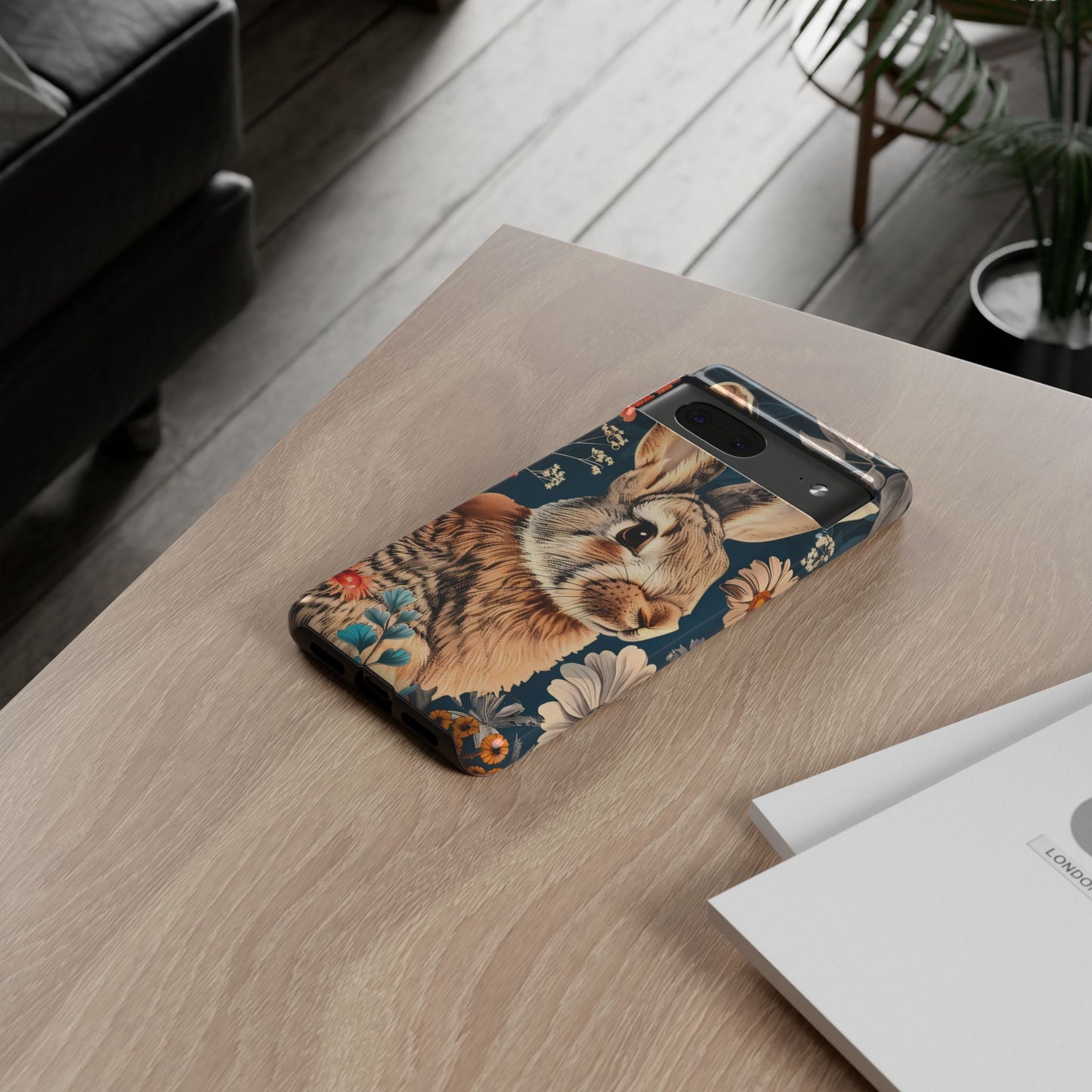 Floral Rabbit Phone Case, Cute Phone Cover, Tough Cases for Animal Lovers, Unique Gift for Birthdays, Nature-Themed Accessories