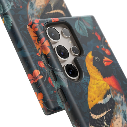 Colorful Bird Phone Case, Floral Phone Cover, Tough Phone Protector, Nature Lover Gift, Botanical Case, Unique Mobile Accessory