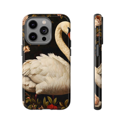 Elegant Swan Phone Case, Floral iPhone Cover, Tough Phone Case, Gift for Her, Nature Lover, Mother's Day, Birthday