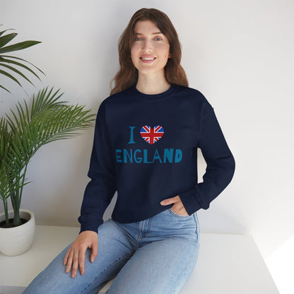 Unisex Heavy Blend™ Crewneck Sweatshirt - I Love England - Union Jack Heart Design