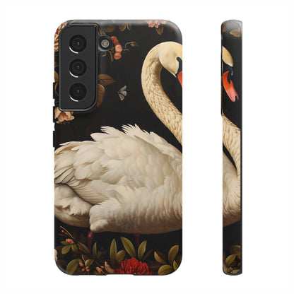 Elegant Swan Phone Case, Floral iPhone Cover, Tough Phone Case, Gift for Her, Nature Lover, Mother's Day, Birthday