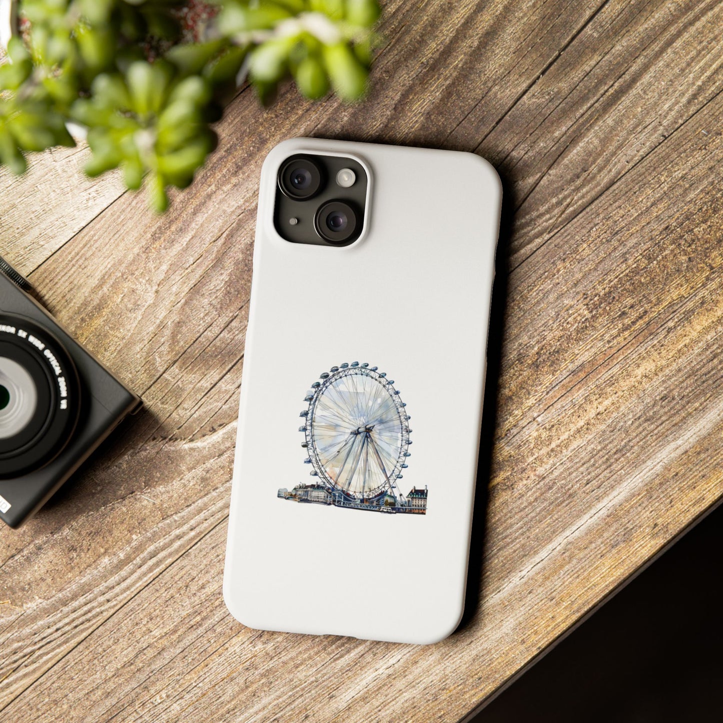 Scenic Slim Phone Cases with London Eye Design, Artistic Phone Holder for Travelers, Minimalist Gift, Stylish Accessory, Durable Protection