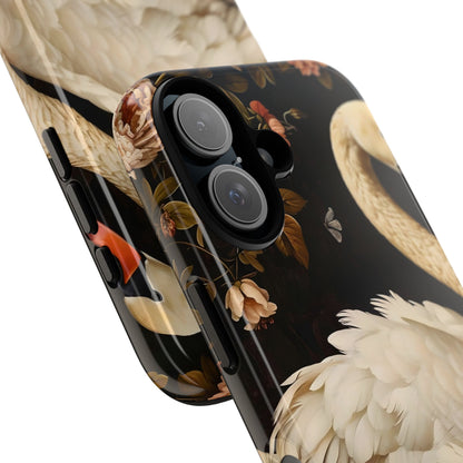 Elegant Swan Phone Case, Floral iPhone Cover, Tough Phone Case, Gift for Her, Nature Lover, Mother's Day, Birthday