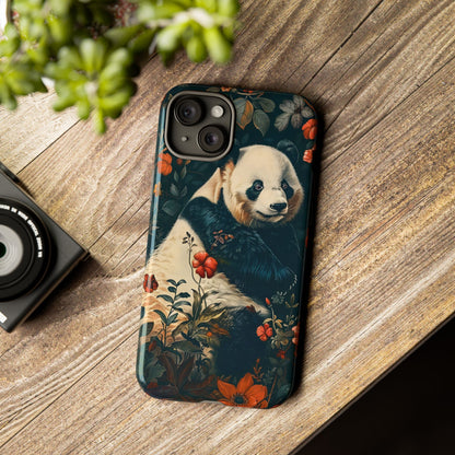 Panda Phone Case, Floral Design Phone Cover, Cute Panda Gift, Nature-Inspired Case, Animal Lover Accessory