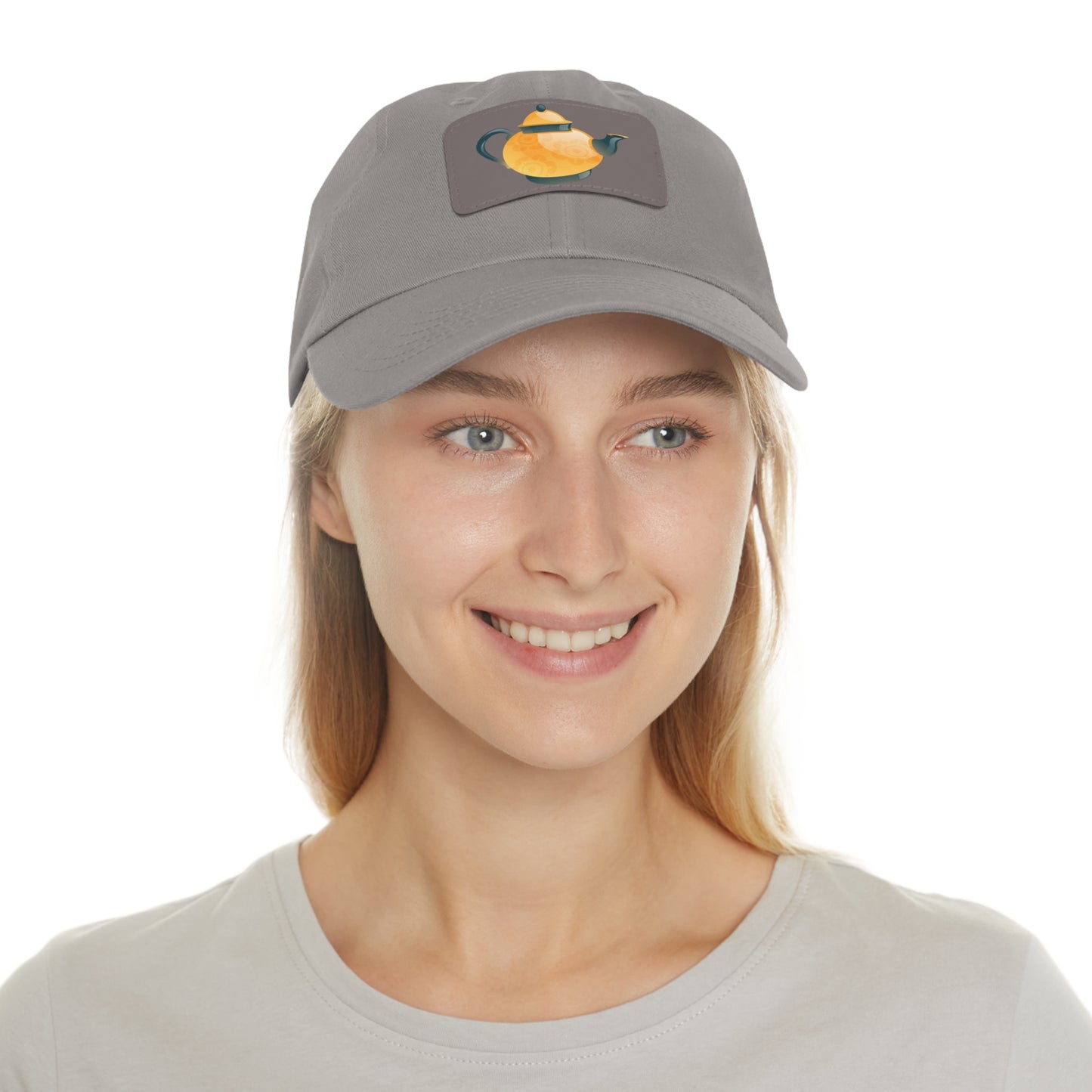Whimsical Teapot Dad Hat, Leather Patch Cap, Gift for Tea Lovers, Casual Everyday Hat, Father's Day Gift, Unique Accessories
