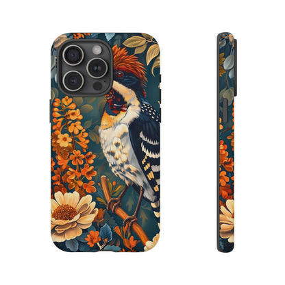 Tough Cases: Floral Bird Phone Case, Vintage Style Cover, Nature Lover Gift, Botanical Design, Spring Inspire Fashion