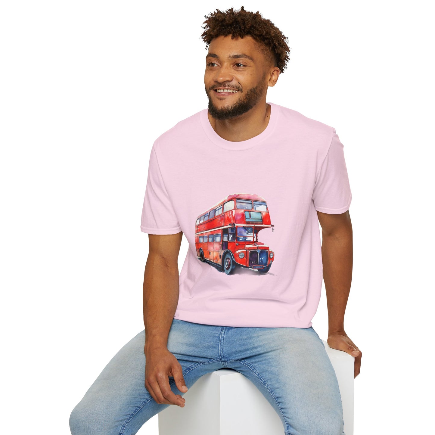 London Transport English Bus - Iconic Red Double-Decker Rich Unisex Softstyle T-Shirt