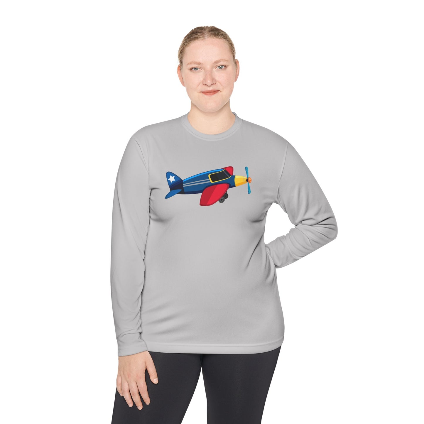 Unisex Long Sleeve Tee - Playful Airplane for Adventurers - Vintage Airplane Illustration