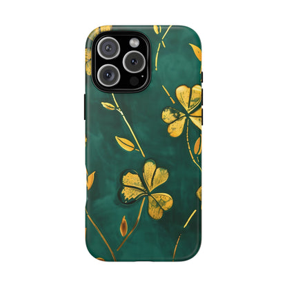 Floral Phone Case with Gold Accents, Tough Phone Cover, Stylish Phone Protector, Unique Gift for Her, Nature Lover Accessory