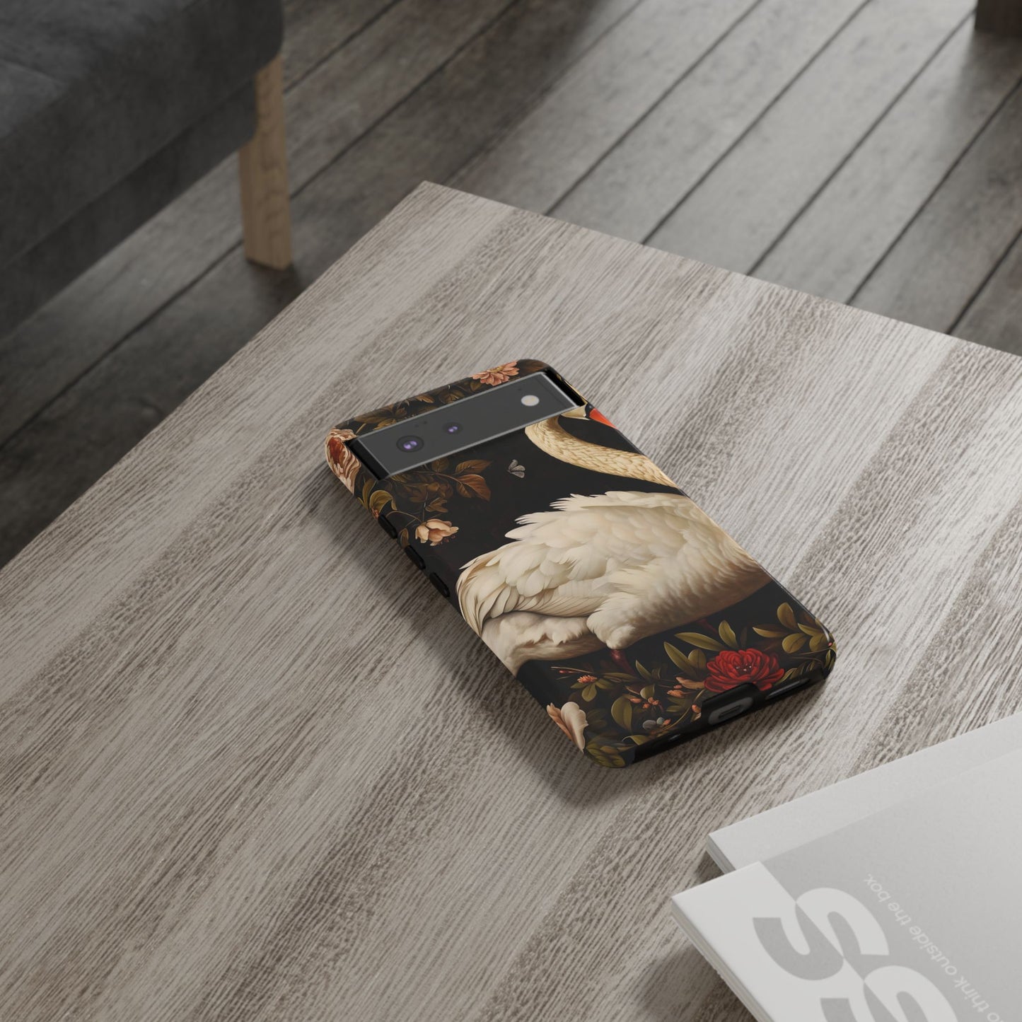 Elegant Swan Phone Case, Floral iPhone Cover, Tough Phone Case, Gift for Her, Nature Lover, Mother's Day, Birthday