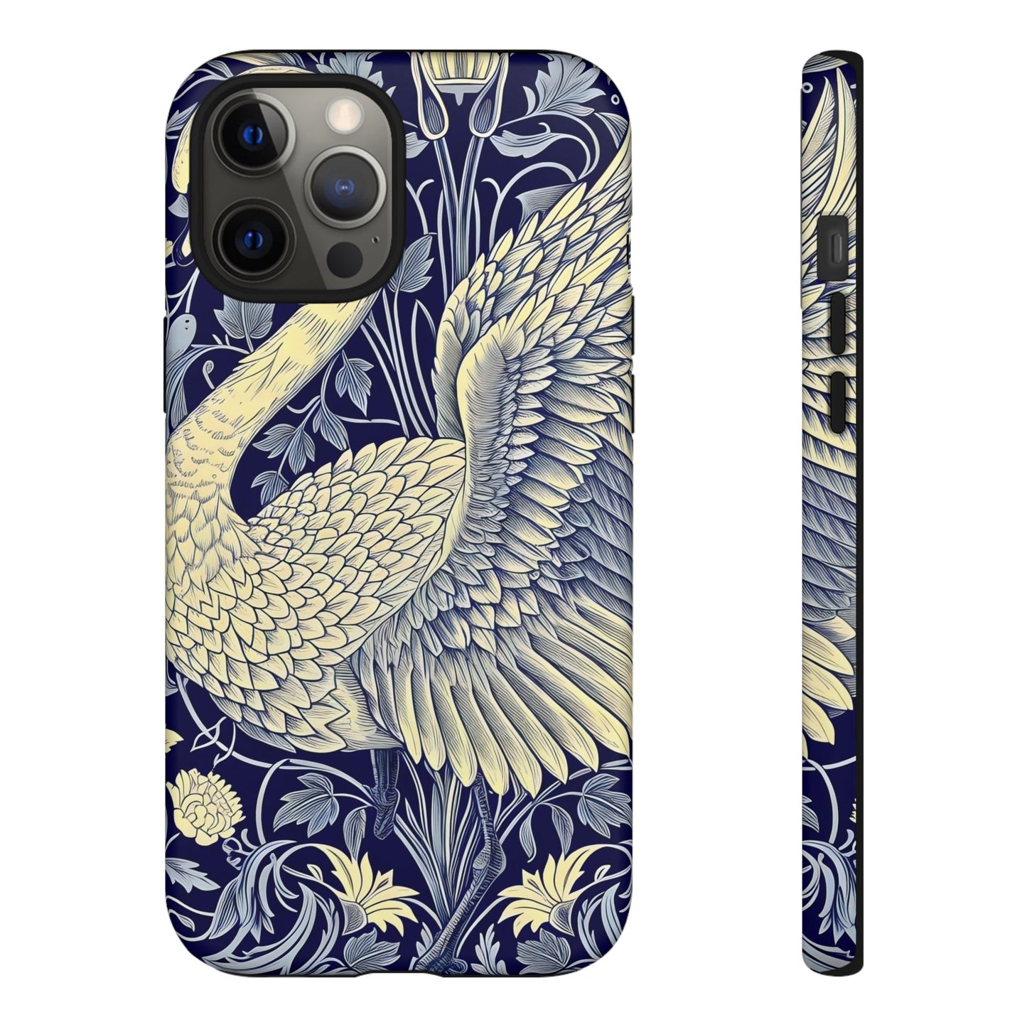 Elegant Swan Phone Case, Floral Design, Tough Cases for Gift, Stylish Protection, Unique Phone Accessory, Modern Floral Art