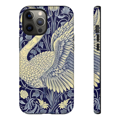 Elegant Swan Phone Case, Floral Design, Tough Cases for Gift, Stylish Protection, Unique Phone Accessory, Modern Floral Art