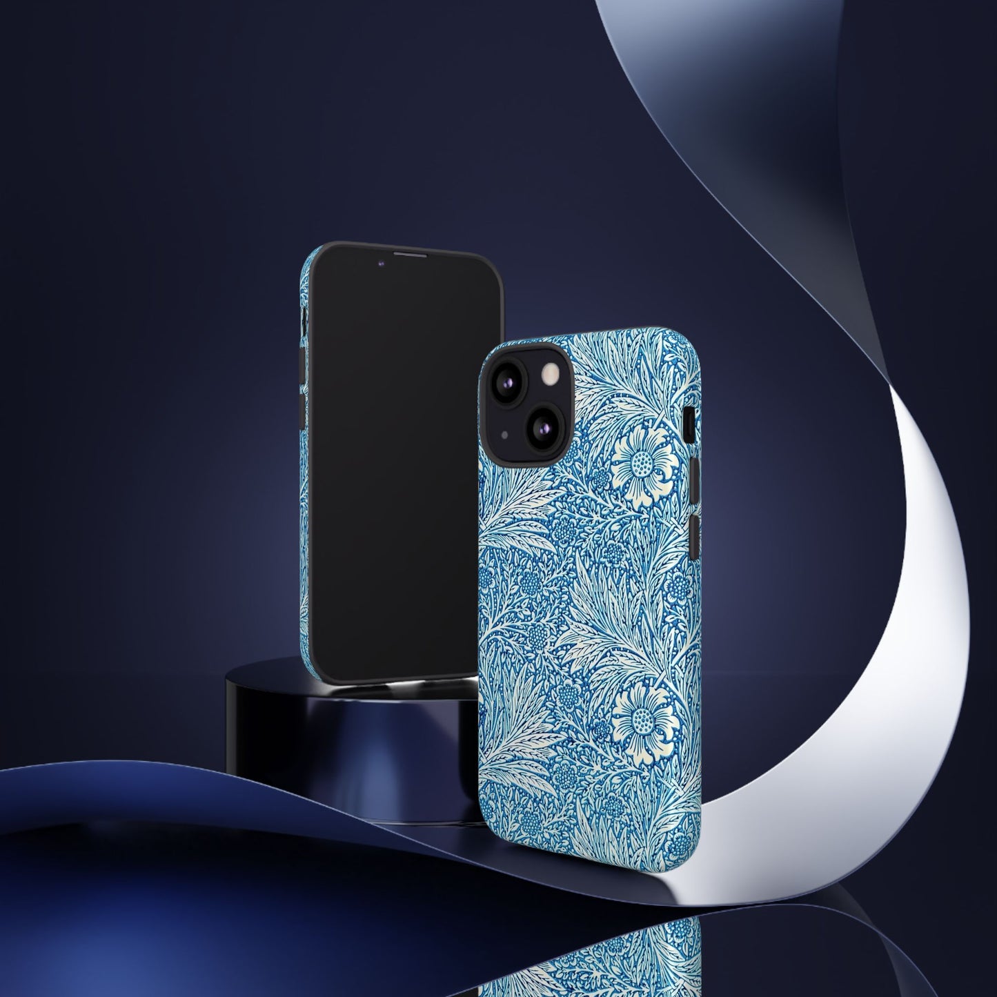Stylish Phone Case, Tough Floral Phone Cover, Fashionable Tech Accessory, Gift for Her, Blue Flower Design