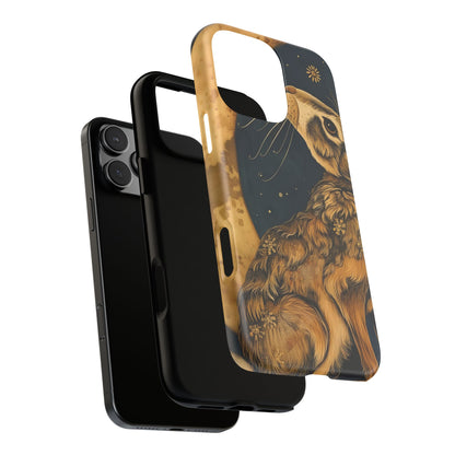 Artistic Phone Case with Celestial Hare Design, Tough Cases, Unique Gifts, Nature Lovers, Phone Accessories, Bohemian Style