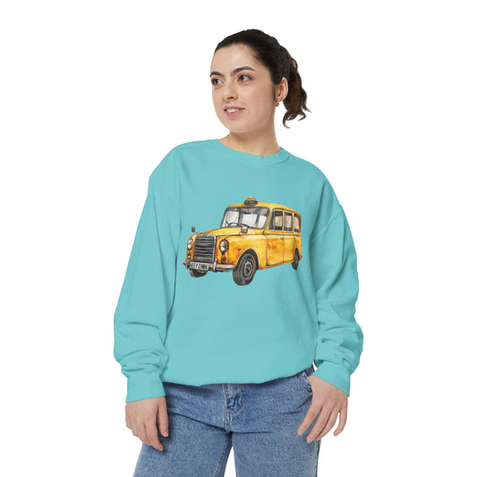 Unisex Garment-Dyed Sweatshirt - Trendy British Vintage Car